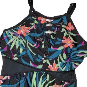 Terra & Sky one piece floral tropical swimsuit size 5X new  without tags